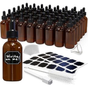 Nevlers 48PK Green Glass Dropper Bottle 2oz | No-Leak Firm Suction Mini Dropper Bottles for Travel | Oil Bottles for Hair | Tincture Bottles with Dropper | Empty Eye Dropper Bottle | Medicine Dropper