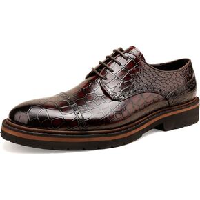 Loafers for Men,Leather Crocodile Pattern Oxfords Lace Up Business Formal Brogue Dress Shoes