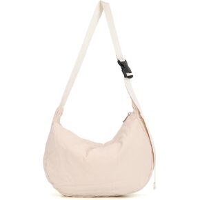 KUANG! Crescent Crossbody Bag Puffer Dumpling Purse for Women Nylon Quilted Puffy Shoulder Handbag for Travel