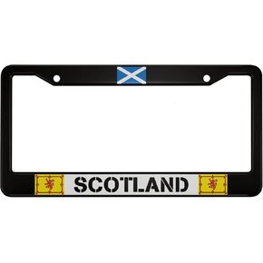 oFloral Yellow Royal Flag of Scotland Aluminum Alloy License Plate Frame Light Blue White Scottish National Flag Applicable to US Standard Car Metal Car Tag Frame Holder for Women Men(1 Pack)