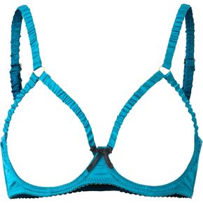 Elara Silky Bra Blue Bra Quarter Cup Design Lingerie for Special Occasions