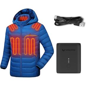 Venustas Unisex Heated Jacket (Blue, Large), and an Extra Ultra-Compact 4800mAh Battery Pack