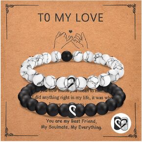 SNORSO Matching Couple Ring Bracelets Gifts for Boyfriend Girlfriend Husband Wife Valentine's Day Anniversary Birthday Engagement Gift Christmas for Him and Her