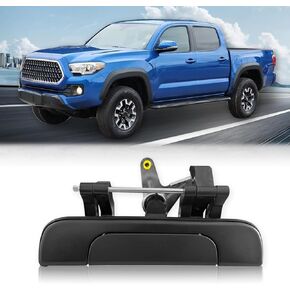 Tail gate Door Handle, Black Outside Liftgate Lock Latch Compatible with 1995 1996 1997 1998 1999 2000 2001 2002 2003 2004 Toyota Tacoma Pickup, Replace# 6909035010 TO1915102