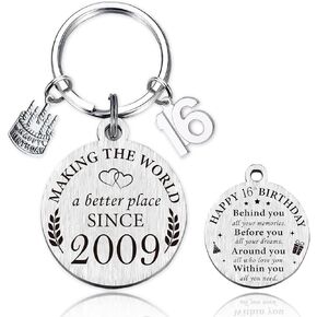 16th 18th 50th 60th Birthday Gift Keychain - Inspirational Birthday Present Ideas, Happy Birthday Cake Pendant Keychains