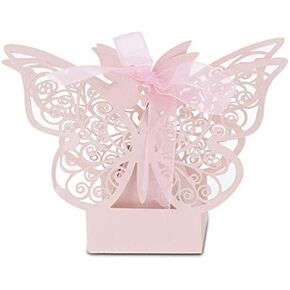 Fafeicy 100PCS Butterfly-Pattern Paper Cut Carton Wedding Favor Sugar Chocolate Boxes Wedding Decoration for Wedding Birthday()