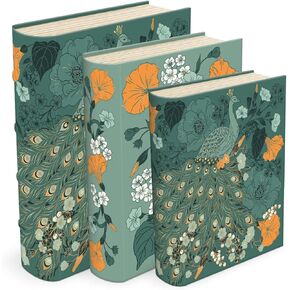 صندوق كتب بنقشة الزهور من Punch Studio Nightshade Peacock، مجموعة من ثلاثة (52857N)