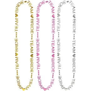 Team Bride' Word Beads (Pack Of 6) - 32" | Gorgeous Gold, Pink, & Silver Necklaces, Perfect Accessory for Bachelorette Parties, Bridal Showers & Weddings