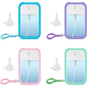 7 Pieces Card Spray Bottle, 38ml Mini Card Shape Reusable Sprayer Bottle with Hook and Silicone case Travel-Friendly Empty Bottles for Alcohol, Hand Sanitizer, and Cosmetics