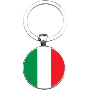 Art Attack Italian Flag Keychain, Italy National Football Soccer Team Accessories History Party Favor Fan Car Key Chain Ring Pendant Charm (Silver)