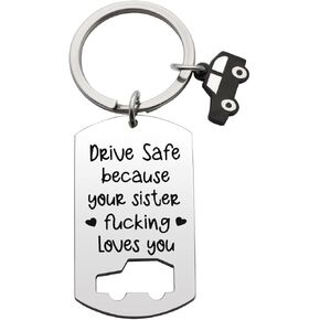 Drive Safe Keychain for Teens Gift for Daughter Son Fucking Love You Keychain New Driver Gift