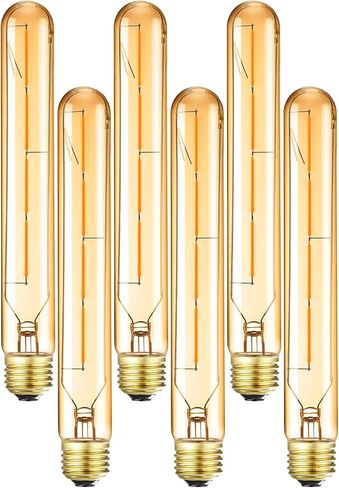 لمبة T10، لمبة LED أنبوبية طويلة قابلة للتعتيم، قاعدة متوسطة E26، 8 وات تساوي 75 وات، 2700 ك أبيض دافئ، 8.9 بوصة لمبات إديسون لايت، 6 عبوات. in Kuwait