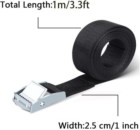Lashing Straps,Amtake 4 Pack 3.3ft Tie Down Straps Heavy Dust Cargo Tie Down Black Nylon Straps with Zinc Alloy Lock(Black,1m x 25mm) in Saudi Arabia
