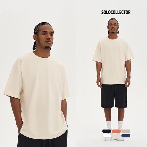ZUEVI Men's Cotton T-Shirts Fashion Short Sleeve Oversized T Shirts Loose Fit Crew Neck Basic Tees Tops Hip Hop Streetwear in Saudi Arabia