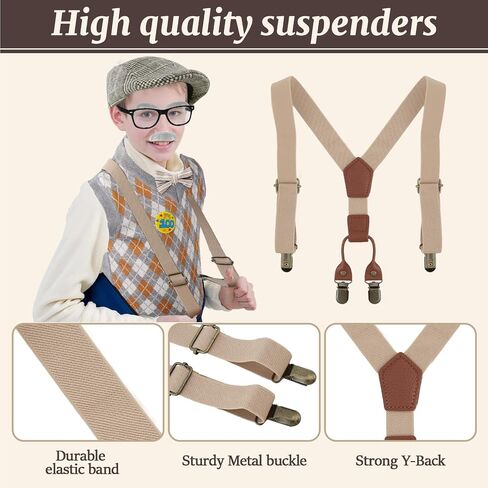 100 Days of School Costume for Kids Boys, Cool Old Man Costume for Kids Kit, 100 Days of School Grandpa Accessories Set(130) in Saudi Arabia