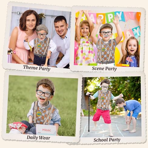 100 Days of School Costume for Kids Boys, Cool Old Man Costume for Kids Kit, 100 Days of School Grandpa Accessories Set(130) in Saudi Arabia