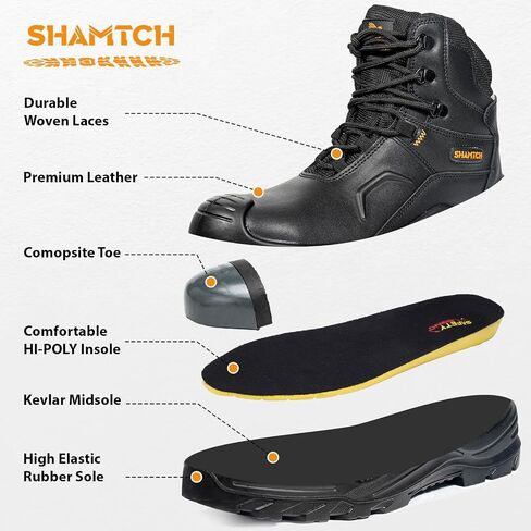 Work Boots for Men Composite Toe Waterproof Slip Resistant leather Comfortable Industrial Construction Safety Boots in Saudi Arabia