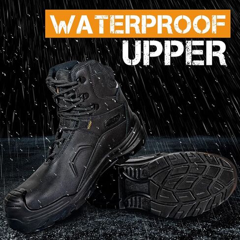 Work Boots for Men Composite Toe Waterproof Slip Resistant leather Comfortable Industrial Construction Safety Boots in Saudi Arabia