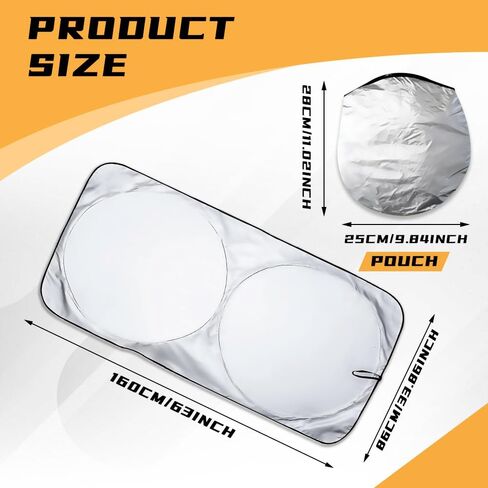 Car Windshield Sun Shade, Foldable Sun Blocker for Car, Automotive Front Window Sunshade Interior Sun Protection Block 99% UV Rays Sun Heat, Reflective Shade for Front Windshield in Saudi Arabia