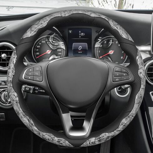 MEWANT 3PCS Grey Carbon Fiber Anti-Skid Steering Wheel Cover Universal Butterfly Segmented Steering Wheel Protector in Saudi Arabia
