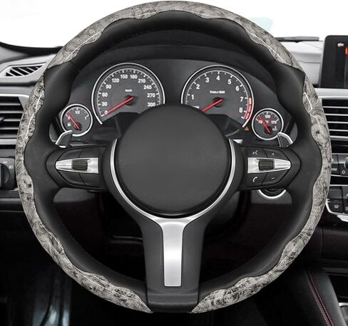 MEWANT 3PCS Grey Carbon Fiber Anti-Skid Steering Wheel Cover Universal Butterfly Segmented Steering Wheel Protector in Saudi Arabia
