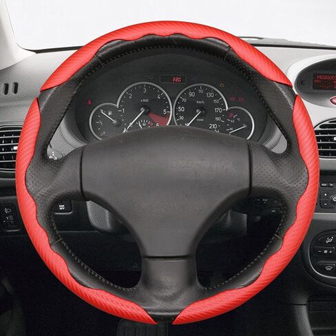 MEWANT 3PCS Grey Carbon Fiber Anti-Skid Steering Wheel Cover Universal Butterfly Segmented Steering Wheel Protector in Saudi Arabia