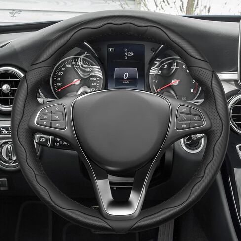 MEWANT 3PCS Grey Carbon Fiber Anti-Skid Steering Wheel Cover Universal Butterfly Segmented Steering Wheel Protector in Saudi Arabia