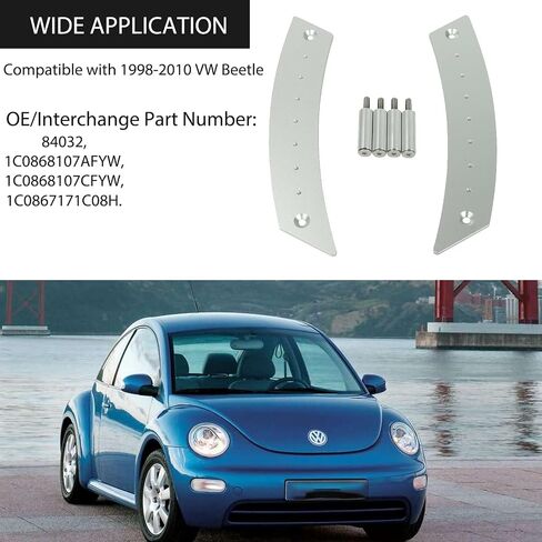 Door Panel Pull Handle Set Compatible with Beetle 1998-2010 Aircraft Grade Aluminium Silver 2 Handles with 4 Screws in Kuwait