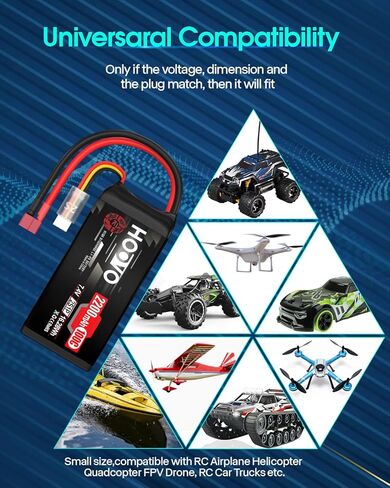 HOOVO 2S Shorty Lipo Battery 2200mAh 100C 7.4V RC Lipo Battery with XT60 Connector for FPV Racing Drone RC Airplane Helicopter Quadcopter Car-2 Pack in Kuwait