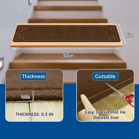 Black Stair Treads for Wooden Steps,15 Pack 30" X 8" Non Slip Stairs Carpet Treads Indoor Stair Mats for Kids Elders and Pets in Saudi Arabia