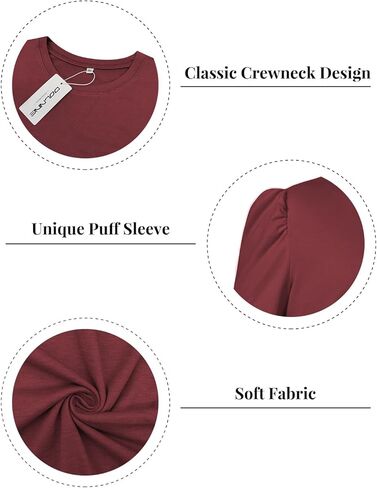 DOLNINE Womens-Plus-Size-Tops Casual Puff Sleeve Dressy Solid Color Sweatshirt Classic Crewneck Loose Fit Tunic Shirts XL-5XL in Saudi Arabia