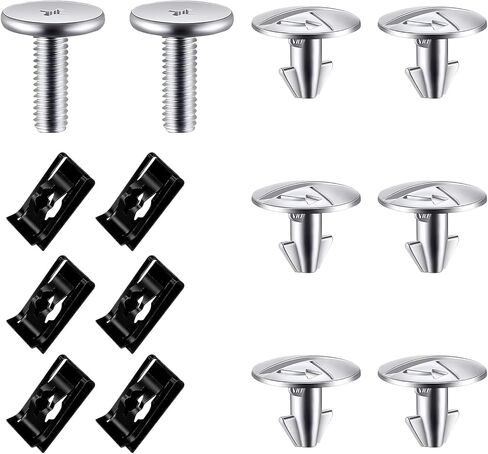 14 PCS Car Engine Cover Lower Pin Screw, OEM 90674-TY2-A01 90105-TBA-A00 Replacement Parts, Engine Splash Shield Bolt Fastener Clamp, Compatible with Honda Accord Civic CRV (Silver & Black) in Saudi Arabia