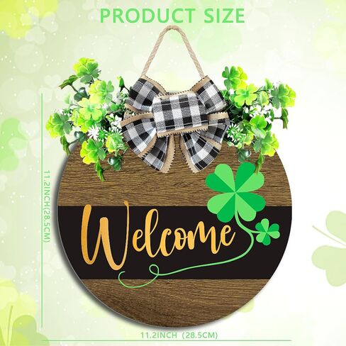 St Patrick Day Wreath for Front Door St Patrick Day Welcome Sign Shamrock Wooden Wreath for St Patrick Decorations in Saudi Arabia