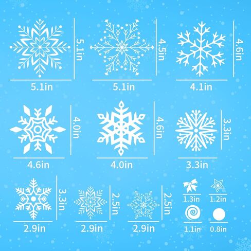 AivaToba 254 قطعة من ملصقات نافذة عيد الميلاد مزدوجة الجانب، ملصقات نافذة زينة عيد الميلاد، ملصقات نافذة ندفة الثلج لتزيين النوافذ الزجاجية الشتوية in Kuwait