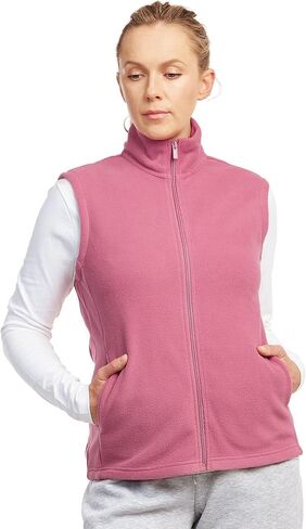 Women's Polar Fleece Full Zip Up Winter Vest (S, Navy) in Kuwait
