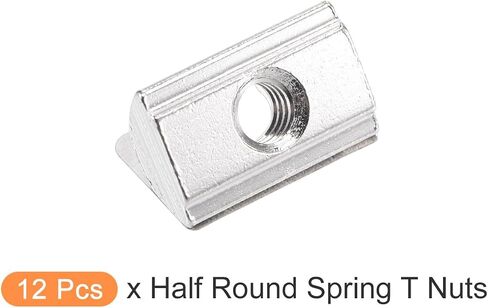 METALLIXITY Roll in Spring T Nuts (M4x20mm) 12Pcs, Carbon Steel Spring Loaded T Nut - for 3030 4040 Series Aluminum Extrusion Profile, Silver Tone in Saudi Arabia