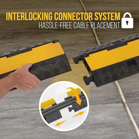 Durable Cable Ramp Protective Cover - 2,000 lbs Max Heavy Duty Hose & Cable Track Protector w/ Flip-open Top Cover & 2 Channel Groove Design - Cable Concealer for Outdoor & Indoor Use - Pyle PCBLCO26 in Saudi Arabia