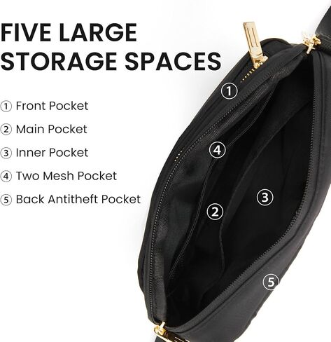 MAMONA Small Crossbody Bags for Women Zipper Fanny Pack Nylon Belt Bag with Adjustable Strap Water Repellent Waist Packs in Saudi Arabia