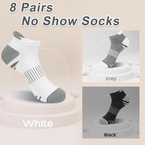 YSense Ankle Socks for Women Men, Thick Cushioned Running Athletic Cotton Socks with Moisture Wicking Low Cut No Show in Kuwait