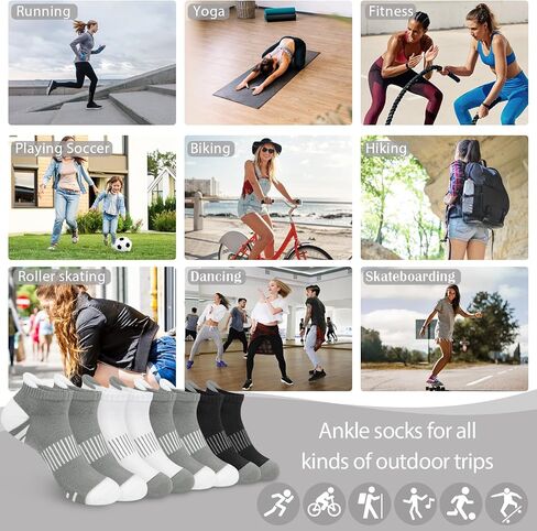 YSense Ankle Socks for Women Men, Thick Cushioned Running Athletic Cotton Socks with Moisture Wicking Low Cut No Show in Kuwait