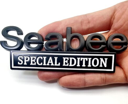 شعار Seabee Special Edition مع لاصق قوي، شعار سيارة Seabee الخاص ثلاثي الأبعاد لشاحنة السيارة البديلة المتوافقة مع المركبات العالمية والسيارات والشاحنات وسيارات الدفع الرباعي (أسود أبيض) in Saudi Arabia