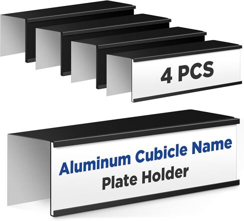 4 Pcs Silver Aluminum Cubicle Name Plate Holders 8 x 2 Inches Business Sign Holder Desk Name Plate Holder for Cubicle Home Library Doors Office Areas in Saudi Arabia