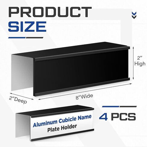 4 Pcs Silver Aluminum Cubicle Name Plate Holders 8 x 2 Inches Business Sign Holder Desk Name Plate Holder for Cubicle Home Library Doors Office Areas in Saudi Arabia