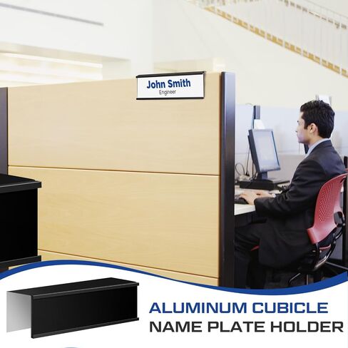 4 Pcs Silver Aluminum Cubicle Name Plate Holders 8 x 2 Inches Business Sign Holder Desk Name Plate Holder for Cubicle Home Library Doors Office Areas in Saudi Arabia