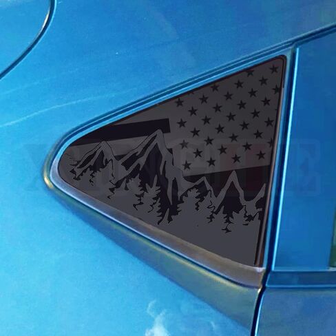 2pcs for 2024 Sub@ru CrossTrek XV Rear Side Window American Flag Decal, Matte Black USA Flag Decal Sticker, Patriotic Decal for Car in Kuwait