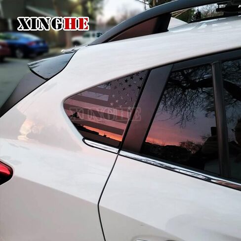 2pcs for 2024 Sub@ru CrossTrek XV Rear Side Window American Flag Decal, Matte Black USA Flag Decal Sticker, Patriotic Decal for Car in Kuwait