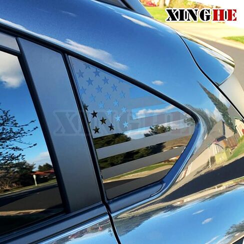 2pcs for 2024 Sub@ru CrossTrek XV Rear Side Window American Flag Decal, Matte Black USA Flag Decal Sticker, Patriotic Decal for Car in Kuwait