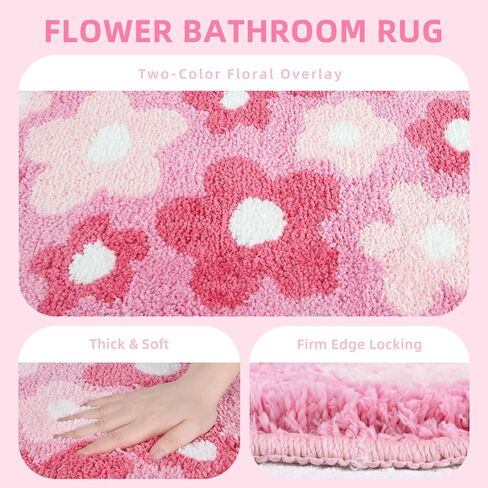 Floral Color Bathroom Rugs, 20"x32" Cute Flower Shaped Bath Mat, Non-Slip Extra Soft and Absorbent Carpet Rug for Floor Tub Shower, Machine Washable, Thick Microfiber Plush Bathmat (Purple) in Saudi Arabia