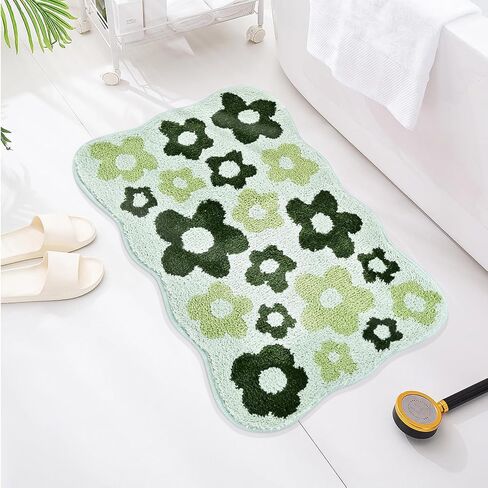 Floral Color Bathroom Rugs, 20"x32" Cute Flower Shaped Bath Mat, Non-Slip Extra Soft and Absorbent Carpet Rug for Floor Tub Shower, Machine Washable, Thick Microfiber Plush Bathmat (Purple) in Saudi Arabia