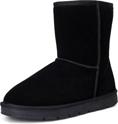 Jousen Men's Winter Boots Suede Snow Boot Leather Mid-calf Shoes Fur Lining in Saudi Arabia